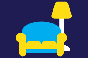 Illustrated couch and lamp