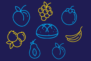 Illustration outlines of various fruits