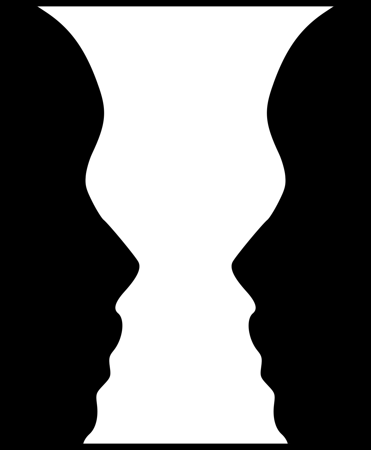 Image that can be seen as silhouettes of two faces or a white vase in between