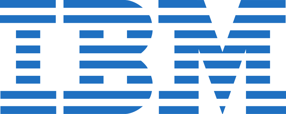 IBM logo featuring blue stripes