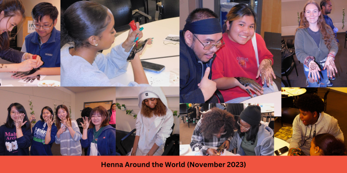 Photos of students from the Henna Around the World Event