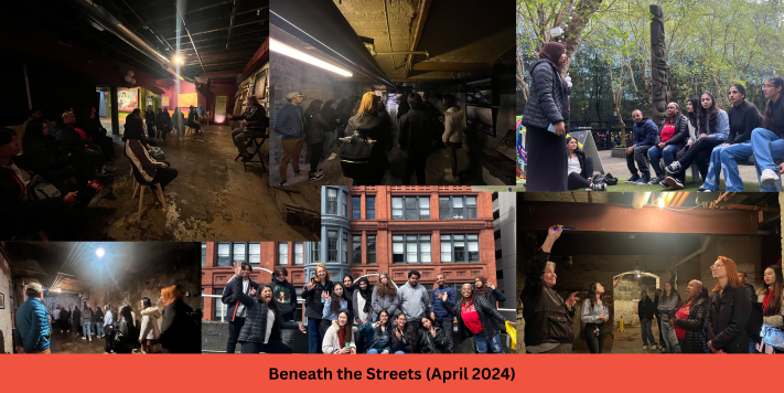 Photos of students from the Beneath the Streets event